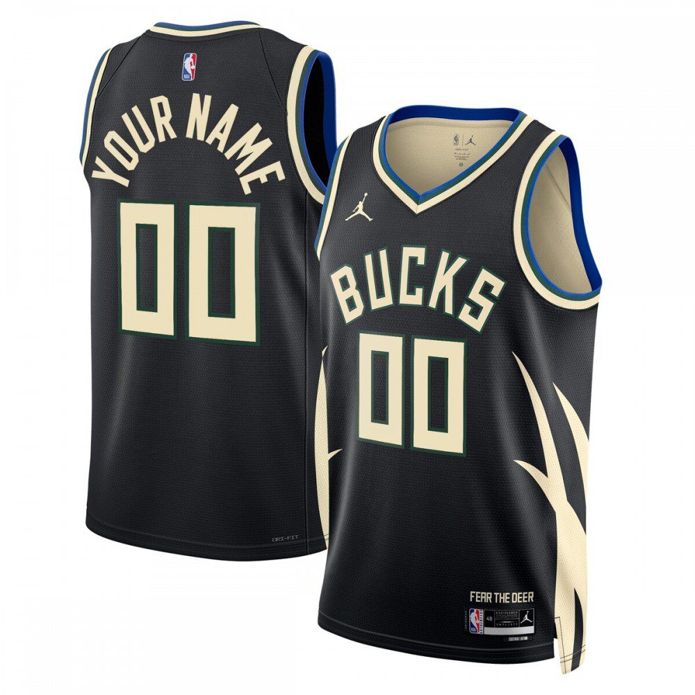 Milwaukee Bucks Jordan Brand Unisex 2022/23 Swingman Custom Jersey - Statement Edition - Black-Pro Kit Vault | Brand New 26/27 Sports Jerseys